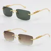 Rimless Eyeglasses Women Fashion Sunglasses Stainless steel Cat Eye Eyewear Large Square Glasses with box C Decoration 18K gold male and female