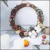 Festligt partiförsörjning Hem Trädgård Dekorativa Blommor Kransar 30 / 40cm DIY Hängande krans Rattan Järn Ring Hoop Decorations för dropship Vi Vi