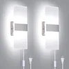 Sconce Wall Lamp Square 3 Färger 12W Plug inohuslampa med 5ft Switch Cord för korridor Balkong Aisle Bedside Lighting