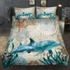 WAZIR Ocean Series Sea Turtle Seahorse Dolphins 3D Bedding Set Comforter Bedding Sets Octopus Bedclothes Bed Linen US AU UK Size 210706