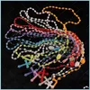 Hängsmycke Halsband Hängsmycken Smycken Katolsk Rosary Halsband Plast Religiös Jesus Cross Crucifix Night Lumious 5886 Drop Leverans 2021 Z