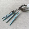 42 sztuk Zestaw sztućców Ze Stali Nierdzewnej Desery Zestaw Obiadowy Zestaw Kolacja Widelec Tea Spoon Nóż Kuchnia Silverware Flatware Prezent 211112