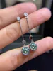 Luxury 925 Sterling Silver 1 Ct Passed Diamond Test Perfect Cut VVS1 Green Moissanite Engagement Earring Female Gift Jewelry