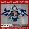 Korpus dla panelu Suzuki RGV-250 RGV250 SAPC VJ22 RVG250 VJ 22 20HC.2 RGVT-250 90 91 92 93 94 95 96 RGVT RGV 250CC 250 CC 1990 1991 1992 1993 1994 1995 1996 Fairing Blue White BLK