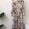 Vintage Kwiatowy Sukienka Kobieta V-Neck High Paisted Vestidos Es Eleganckie Chic Koreański Bandaż Odzieżowiec Wiosna 210603