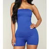 Jocoo Jolee Sexy Solid Fitness Slim Short Jumpsuits Women Sleeveless Strapless Bodycon Palysuits Casual Rompers Overalls 210518