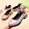 Pink Childrens Girls Leather Shoes Kids High Heeled Girls Princess Shoes For Party Wedding Big Girls Dress Shoes chaussure fille 201215