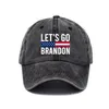 U.S.A Party Hats Let's go Brandon wash print baseball cap grey Festive dad cap T2I53011
