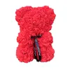 Tecknad 25cm Röd Rose Bear Artificial Pe Flowers Teddy Bear Valentine Kids Födelsedag Presenter till jul Heminredning Drop 210624