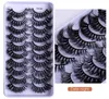 Dikke lange 3d nertsen valse wimpers krullend crisscross herbruikbare handgemaakte nep wimpers multilayers zachte levendige wimperextensies ogen make-up accessoire DHL