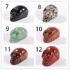 Dekoracja imprezowa 1 cal Crystal Quardy Skull Rzeźba Ręcznie rzeźbione Kamień Statua Figurka Kolekcjonerska Healing Reiki Halloween