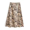 Animal Print Midi Skirt Kvinnor En Linje Vintage Party s Hög midja Casual Beach Bottoms Jupe Femme 210508