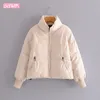 Black Long-sleeved Stand Collar Zipper Windproof Warmth Simple Chic Female Jacket Loose All-match Winter Women's Coat 210507