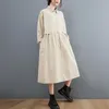 Sıradan Elbiseler 2022 Varış Uzun Kollu Japonya Tarzı Koyu Siyah Sonbahar Elbise Ofis Leydi İş Bluz Kadınlar Bahar Midi