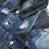 Denim Tracksuits BlackBlue Stitching Ripped Patch Jacket and Jeans Two Piece Men039s Sets Fashion Slim Jacket Stretch Pants 1371048