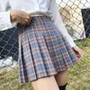 JMPRS taille haute femmes jupe plissée JK été japon doux Preppy Style filles danse Mini mode Plaid fermeture éclair Faldas Mujer 210619