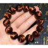 Braccialetto di perline rotonde con pietre preziose tigre rossa brasiliana al 100% naturale 14mm per donna uomo forte goccia di cristallo occhio di gatto AAAAA