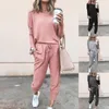 Primavera 2 Peice Set Mulheres Calças Elegantes Conjuntos Feminino Outfits Casual Jogger Dois Peça Set Coreano Esportes Terno Preto Algodão Tracksuit X0428