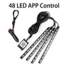 48led Bil USB LED RGB Atmosfär Strip Light Remote Röststyrning Inredning Styling Dekorativ RGB LED Dynamisk Ambient Strip Light