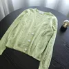 Korobov Koreanische Holow Out Langarm Frauen Pullover Vintage V-ausschnitt Adrette Weibliche Strickjacken Süße Sueter Mujer 210430