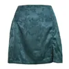 Mulheres Verão Split Skirt Sexy Jacquard Cetim Cintura Cintura Zip Saia Mulheres Partido Saia Preta Senhoras Sexy Short Beach Saias 210514