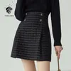 Fansilanen Tweed Tweed Black Dress Vestito da donna Outfit Lurex Plaid Gonna e Top Set Ufficio femminile Elegante Set di inverno 210607