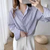 Spring and Summer stripe Shirt Long Sleeve All-Match Loose Temperament Tops for Women Shirts Ladies The 210507