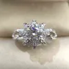 Diminge Real 1CT 6.5mm Moissan Diamond Crown Ring Gra Certyfikat S925 Sterling Silver Super Flash Party Queen Jewelry 211217