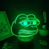 夜のライトかわいい動物の悲しいカエルPepeを感じる悪い良い男3 d Led Neon Lamps RGB子供の寝室のテーブルの装飾