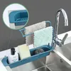 Kitchen Sink Drain Rack Creative PP Gel age Tableware Sponge Soap Drying Telescopic Holder Storage Basket 211112