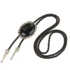 Western Cowboy Black Diamond Gem Bolo Tie Suit Accessoires Unisex Lederen Kraag Touw Verjaardag Banket Gift