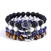 High Quality Hand String Bergamot Lapis Lazuli Tiger Eye Stone Black and White Couple White Pine Volcanic Stone Non-matream Bracelet