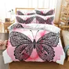 Ensembles de literie Mode 3D Bleu Papillon Ensemble Colorfyl Housse de couette Taie D'oreiller Couette Douce King Size Linge de lit 2779956