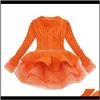 Baby Clothing Baby Kids Maternity Drop Delivery 2021 Dresses Sweater 13 Colors Long Sleeve Solid Lace Organza Dress Spring Autumn Costume Gir