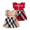 Kids Girl Dress Clothes Summer Princess Baby Dresses Sleeveless Cute Plaid O-neck A-line Dress for Girls Cloting