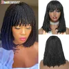 Perruques synthétiques courte Bob Bob avec frange Crochet traite tressée pour femmes noires african brun rouge 2135274