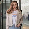 Femmes Faux Cuir Veste Lâche Pu Moto Biker Manteau Rouge Automne Turndown Collier Streetwear Noir Punk Vêtements d'extérieur 210423