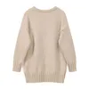 Printemps Tricots Femmes À Manches Longues Baggy Épissé Couleur Pull Pull Élégant Chic Coréen Vintage Femme Pull Tricoté Tops 210417