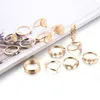 15st/set Bohemian Gold Virgin Mary Heart Flower Kunckle Midi Ring Set for Women Crystal Geometric Jewelry