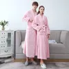 Flanel para szaty kimono hombre ciepłe grube zima długa nocna mężczyźni bathrobe v-neck odzież domowa casualvized 210524