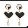 Charm Jewelry Delivery 2021 Exaggerated Resin Love-Shaped Drop Oil Womens Imitation Pearl Earrings Style Wfore