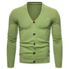 Męskie swetry Moda Marka Mężczyźni Haft V-Neck Knitwear Slim Casual Business Sweter Cardigan Szary Pull Homme Koreański Ubrania