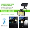 Buiten wandlampen 96/168 Lichte Solar Street Light Waterdichte PIR Motion Sensor Smart Remote Control Lamp Garden Beveiliging