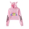 Piper Rockelle Merch Crop Top Hoodie Hip Hop Streetwear Kawaii Cat Ear Harajuku Cropped Sweatshirt Pullover Tops Ropa Mujer5311696