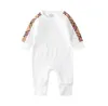 Gute Qualität 2022 Baby Baumwolle Langarm Strampler Neugeborenen Plaid Overalls + Hüte + Lätzchen + Schuhe 4 Stück Set frühling Herbst Infant Onesies Kleinkind Kleidung