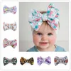Baby Mädchen Floral Tie-Dye Stirnband INS große Schleife Haarband Schleife böhmische Säuglingsstirnbänder Neugeborene weiche Haarbänder HeadWrap Turban