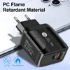 USB PD 18W быстрая зарядка 3A QC 30 Зарядные устройства для мобильных телефонов Выходы USB типа C Адаптер питания 2 в 1 подходит для розетки ЕС, США, Великобритании9323386