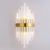 Aplique de pared de cristal de diseño de lujo, aplique dorado, luminaria Murale AC110V 220V Lustre, lámparas de luz para sala de estar y dormitorio