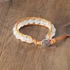 Charm Bracelets Women Men Natural Stone Wrap Leather & Bangle 10mm Opal Beads Strand Bracelet Handmade Chakra Party Jewelry Gift