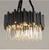 Lustre preto moderno para sala de estar, redondo, cristal, quarto, cozinha, luz suspensa, decoração de casa, interior, lighting302e